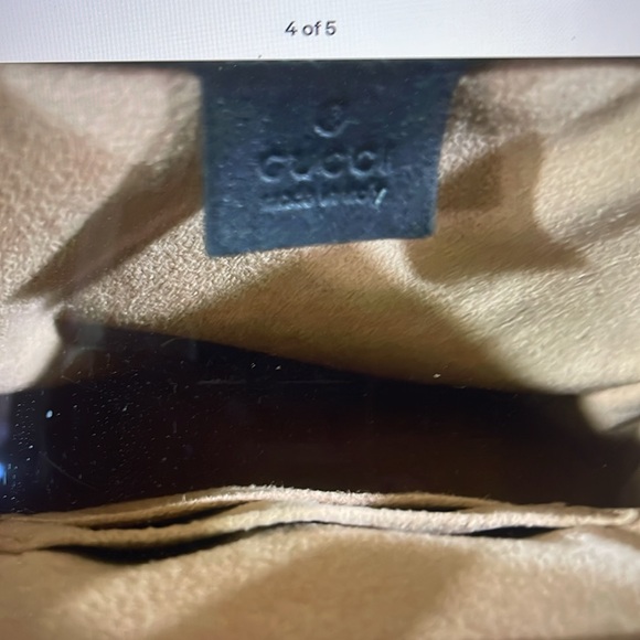 GUCCI BLK, Bk Pk with strap to wear on shoulder, Pearl bee clasp $3,150 now$1164 - Picture 4 of 5